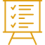 Gold easel with checklist showing progress.