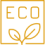 Gold eco label with sprout icon. Environmentally friendly product.